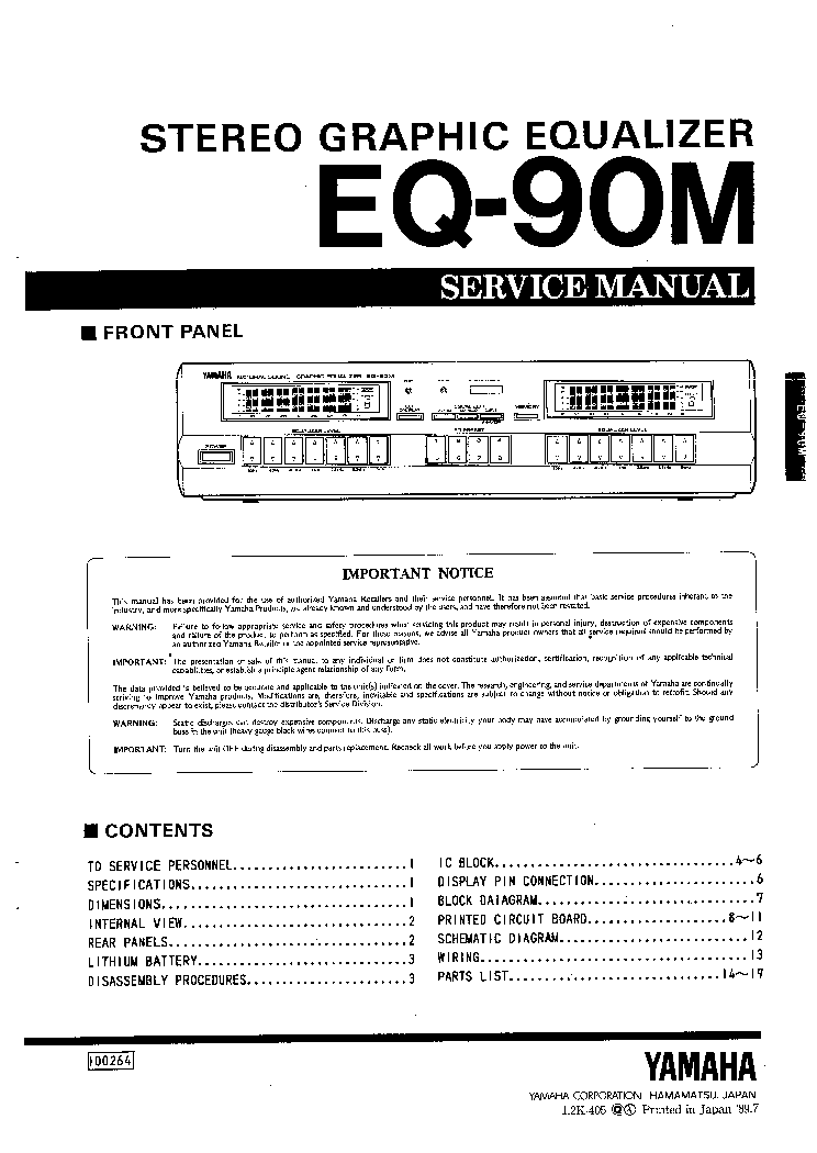 YAMAHA EQ-90M service manual (1st page)