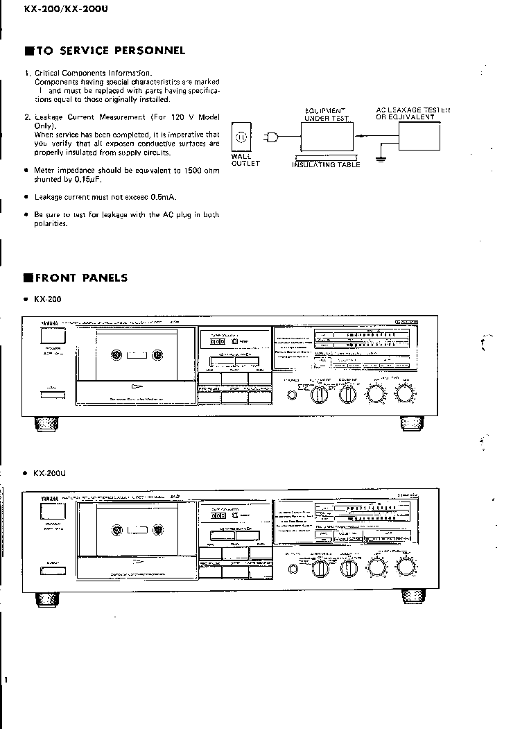 YAMAHA KX-200 U service manual (2nd page)