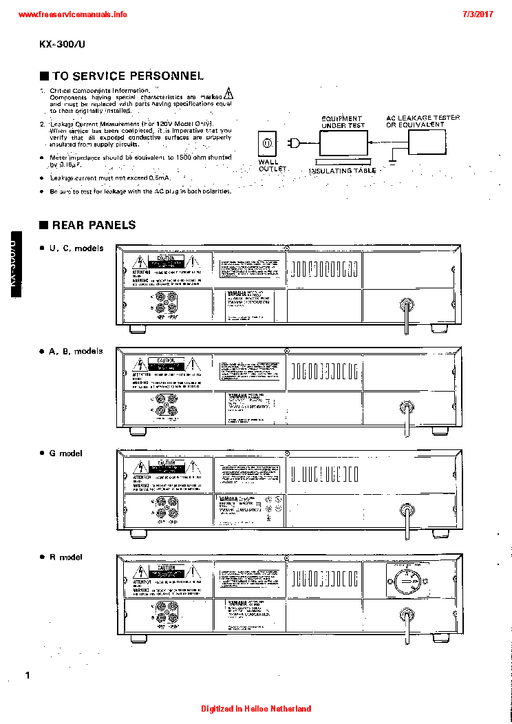 YAMAHA KX-300 U service manual (2nd page)