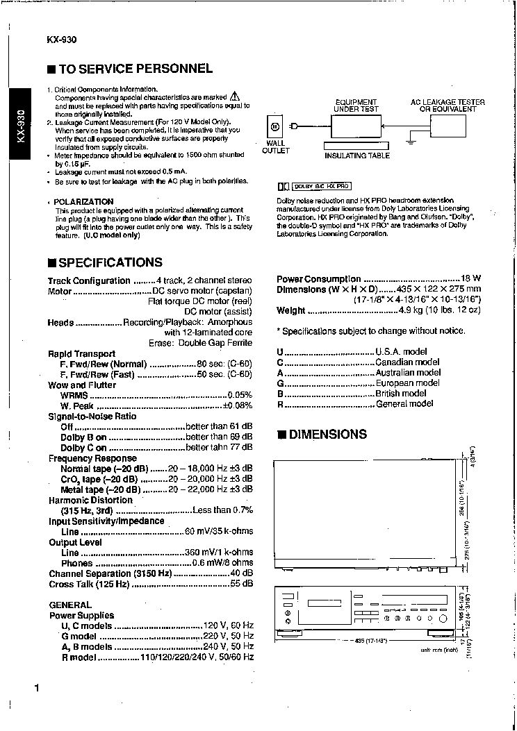 YAMAHA KX-930 SM service manual (2nd page)