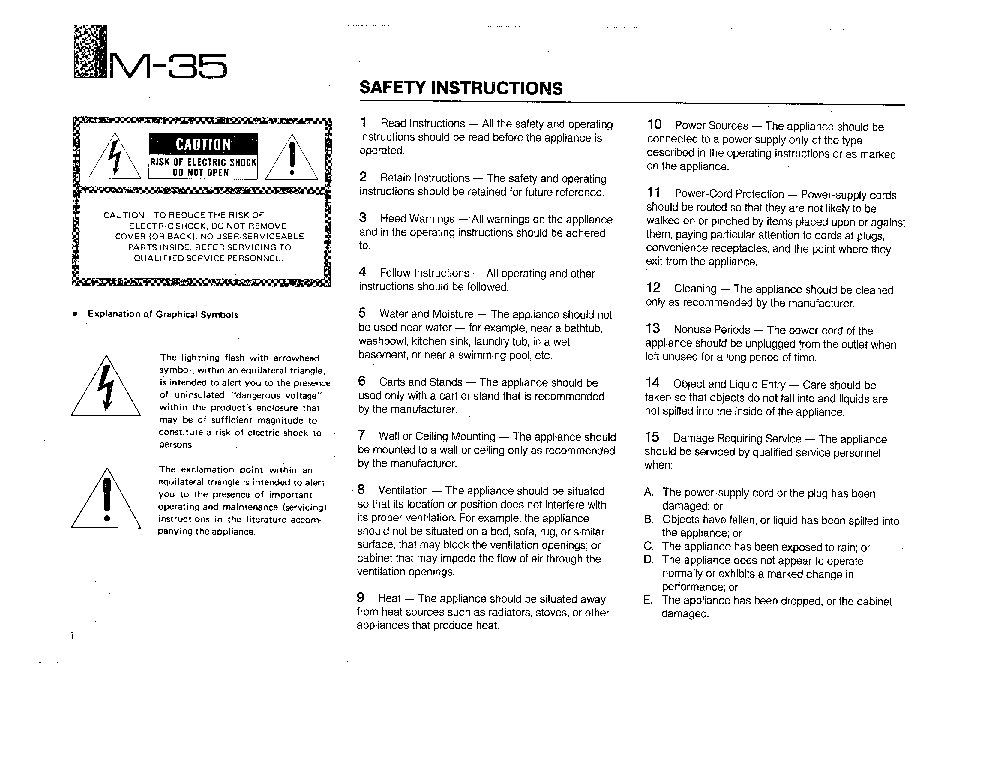 YAMAHA M 35 SCH service manual (2nd page)
