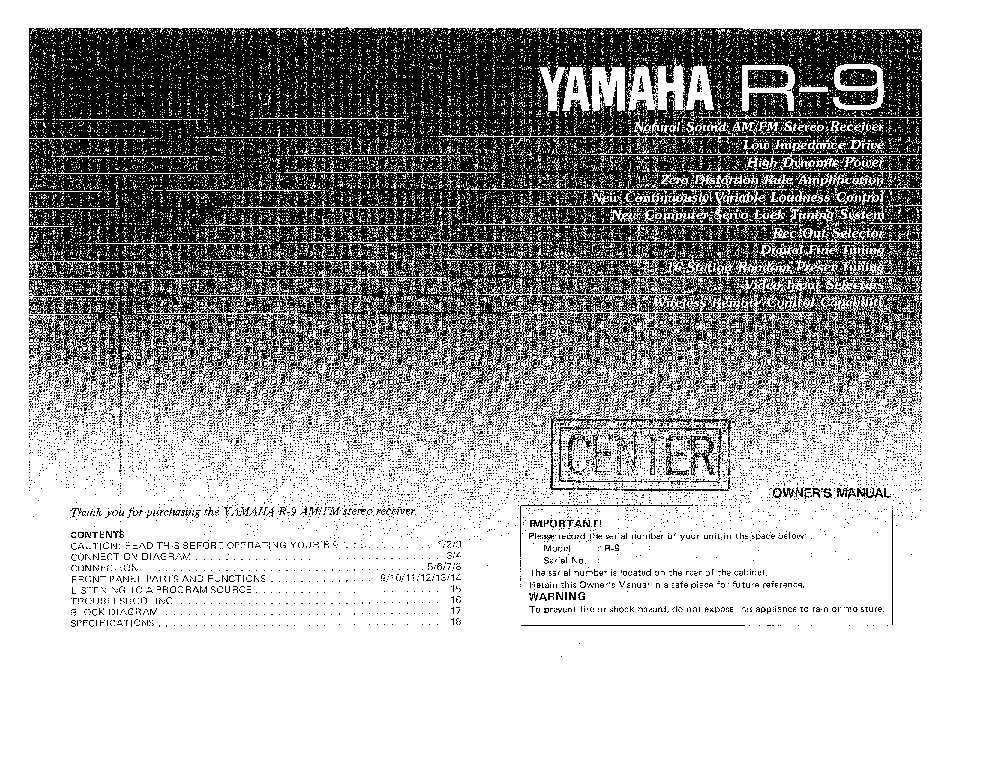 YAMAHA R9 service manual (1st page)