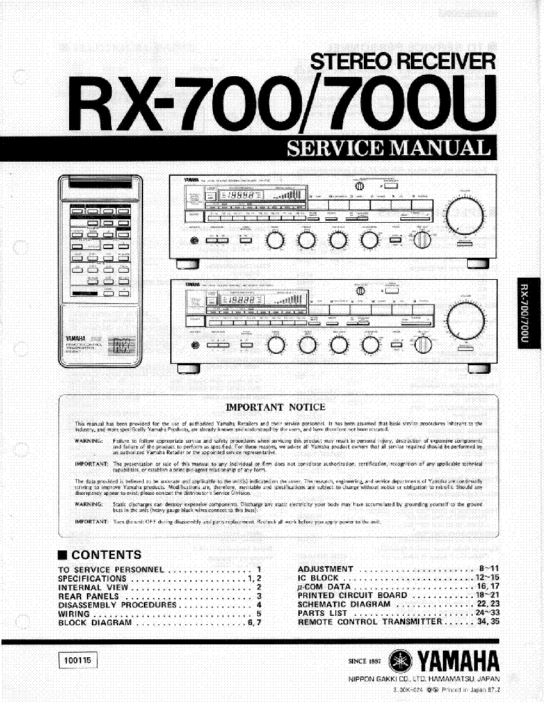 YAMAHA RX-700-U SM service manual (1st page)