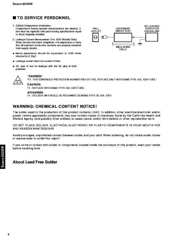 YAMAHA SOAVO-900SW SM service manual (2nd page)