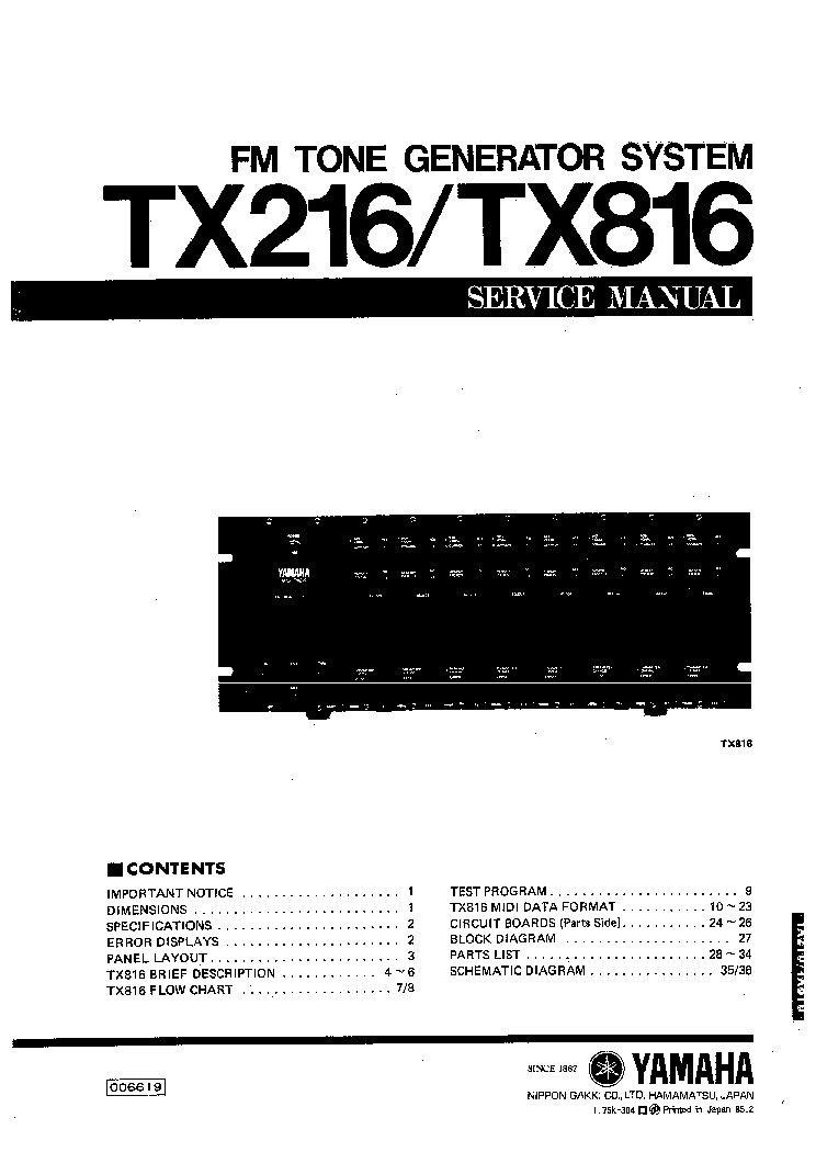 YAMAHA TX216 TX816 FULL service manual (1st page)