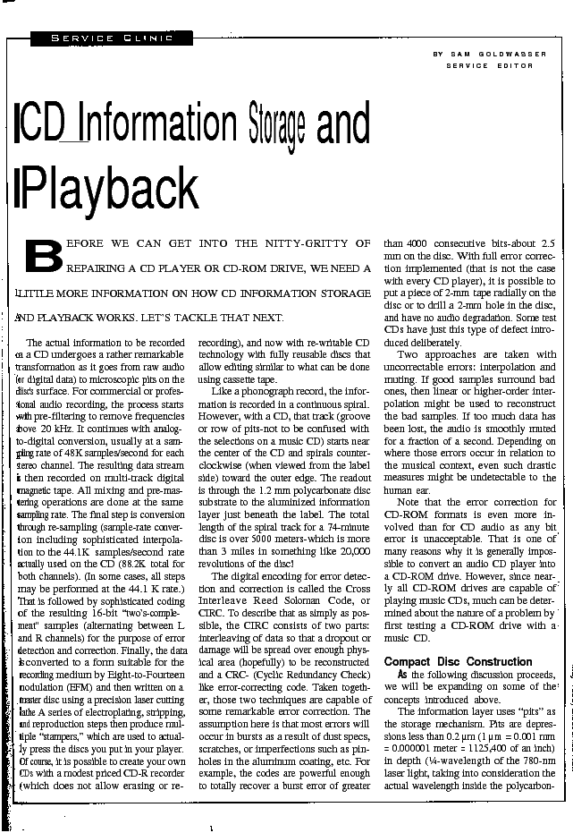 CD INFORMATION STORAGE AND PLAYBACK Service Manual Download Schematics cd-information-storage-and-playback-service-manual-download-schematics