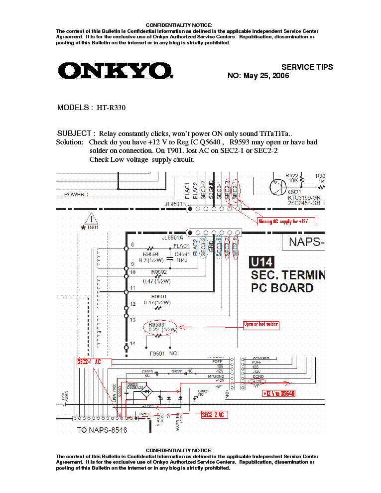 ONKYO TX-SR503 HT-R330 R530 TECHNICAL-TIP Service Manual download