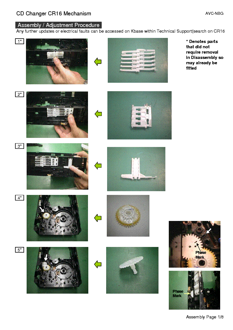 PANASONIC CR16 MECHANISM PROCEDURE FOR CD TEST MODE TO CHECK MECHANISM