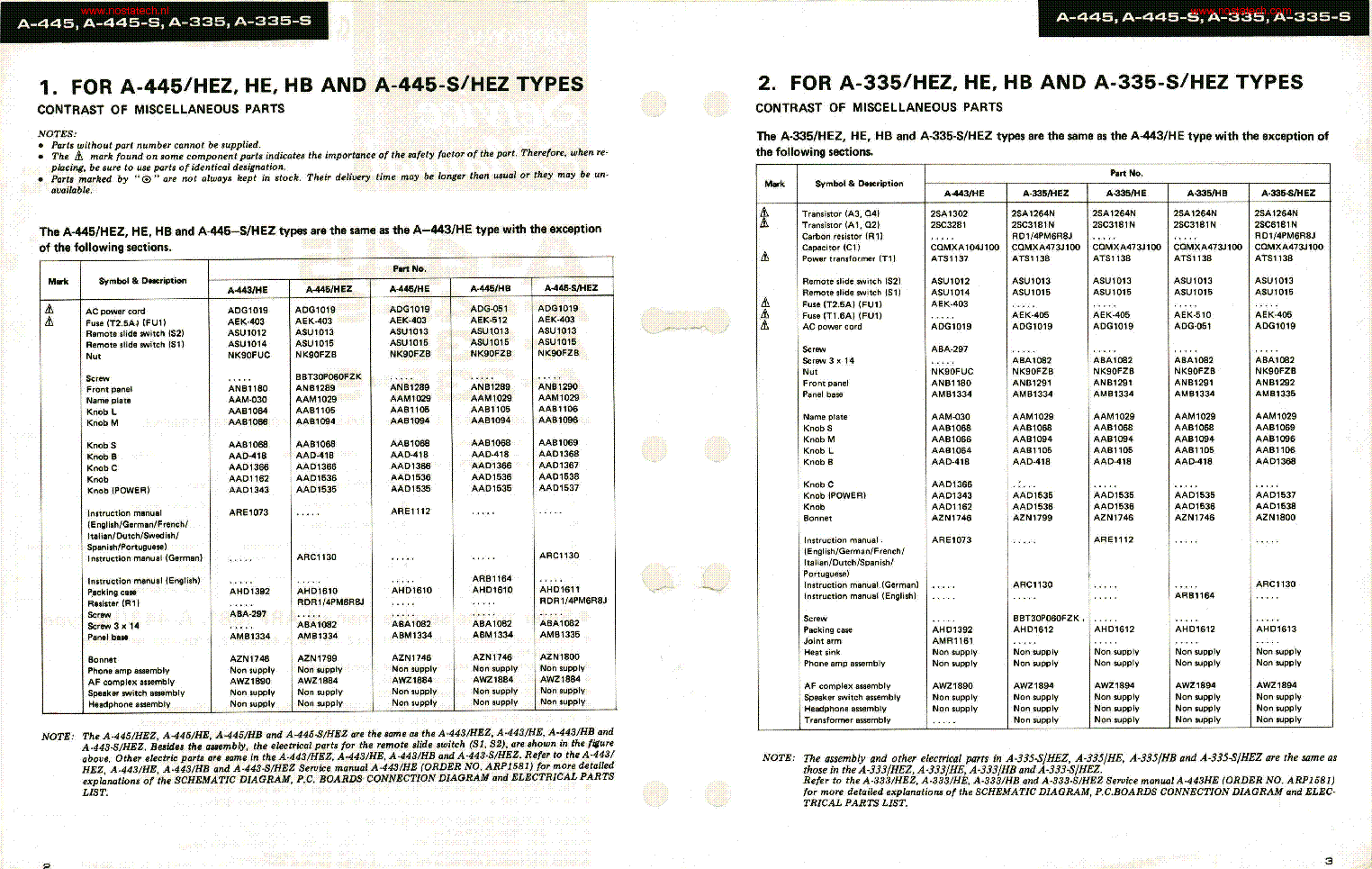 PIONEER A-335-S 445-S ADDITIONAL INFO service manual (2nd page)