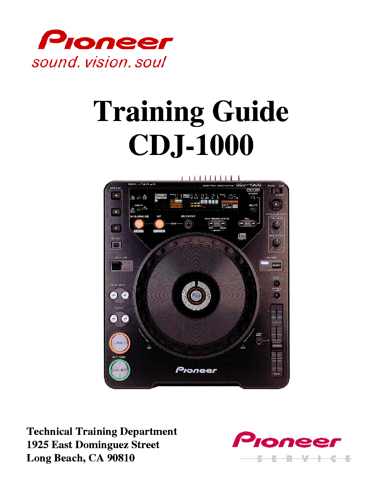 PIONEER CDJ-1000 TRAINING service manual (1st page)