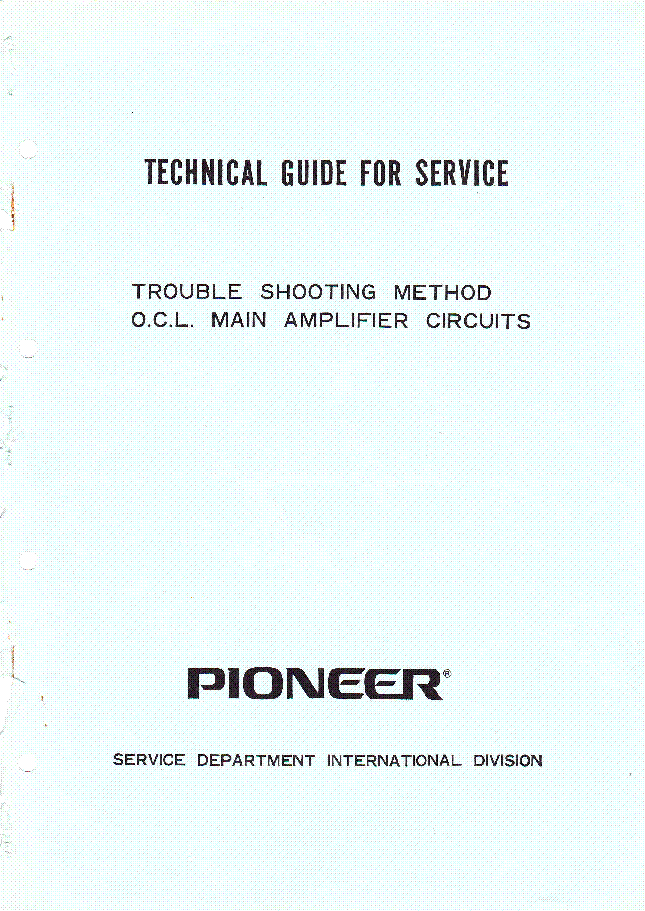 PIONEER O.C.L MAIN AMPLIFIER CIRCUITS TROUBLESHOOTING service manual (1st page)