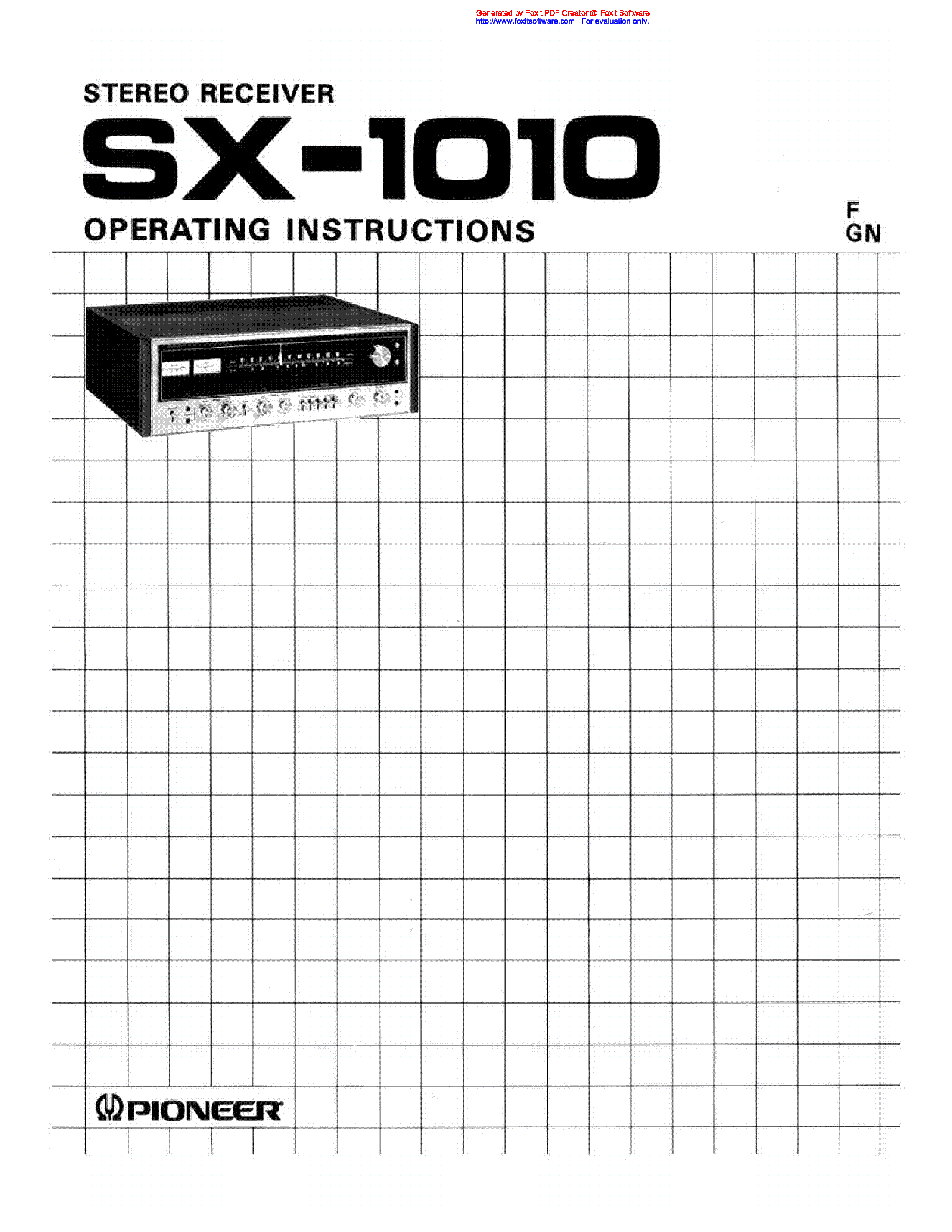 PIONEER SX-1010 OPERATING INSTRUCTIONS service manual (1st page)
