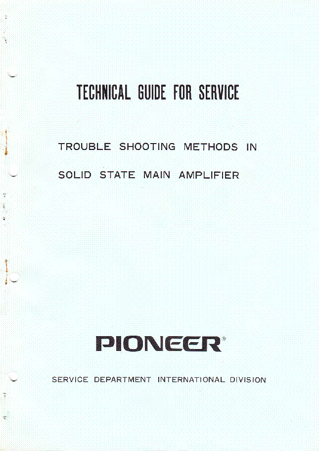 PIONEER TROUBLESHOOTING IN SOLID STATE AMPLIFIER service manual (1st page)