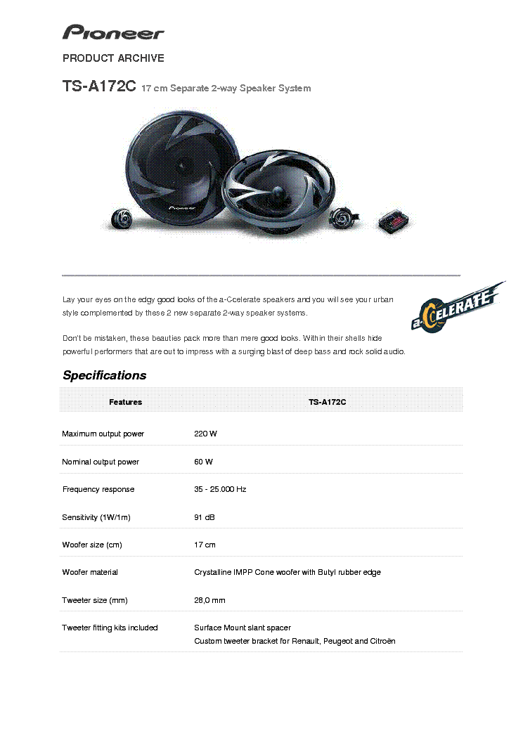 PIONEER TS-A172C ALL DATA service manual (2nd page)
