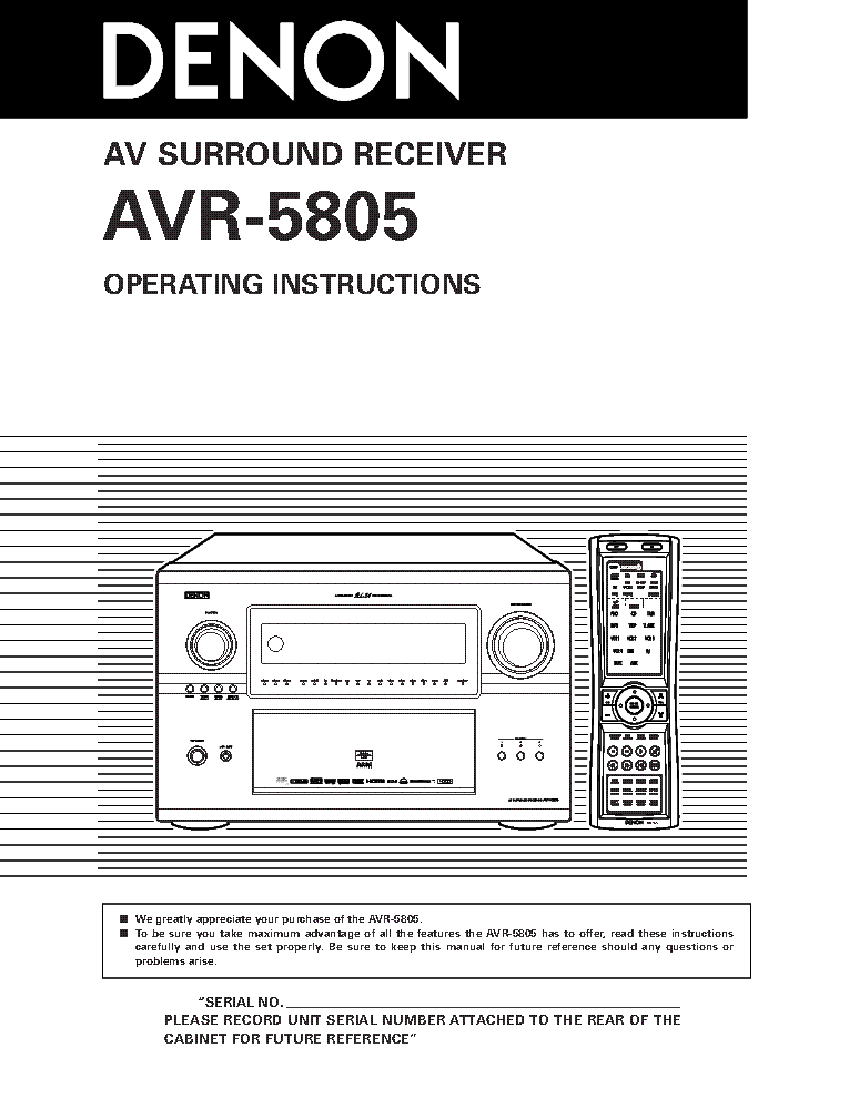 DENON AVR-5805 RECEIVER USER MANUAL Service Manual download, schematics ...