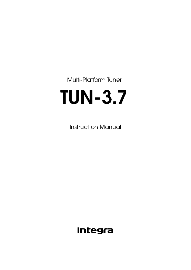 INTEGRA TUN-3.7 TUNER USER MANUAL service manual