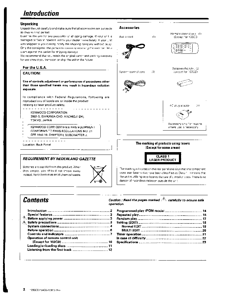 KENWOOD 103CD USER MANUAL Service Manual download, schematics, eeprom ...