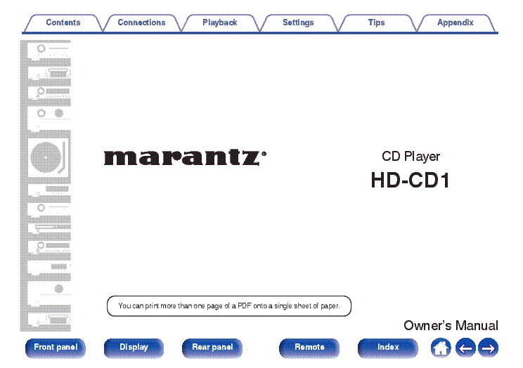 MARANTZ HD-CD1 CD PLAYER USER MANUAL service manual