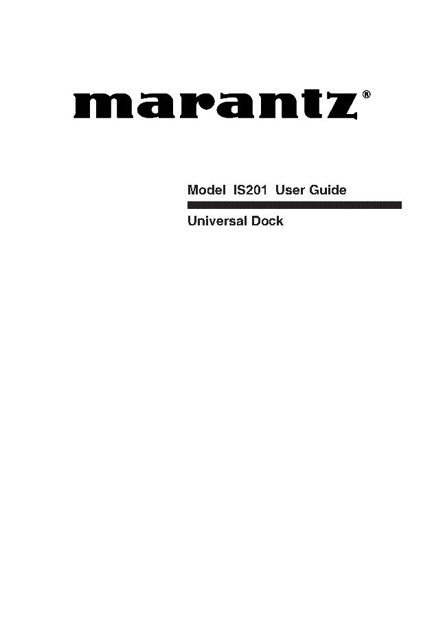 MARANTZ IS201 USER MANUAL service manual