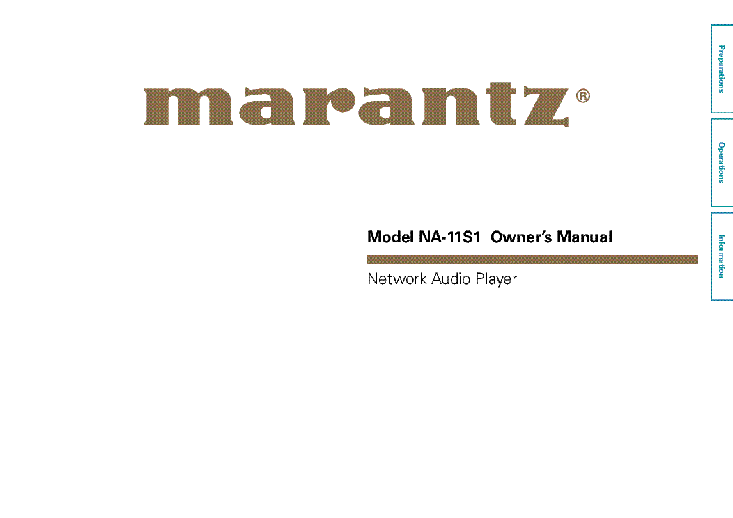 MARANTZ NA-11S1 NETWORK AUDIO PLAYER USER MANUAL service manual