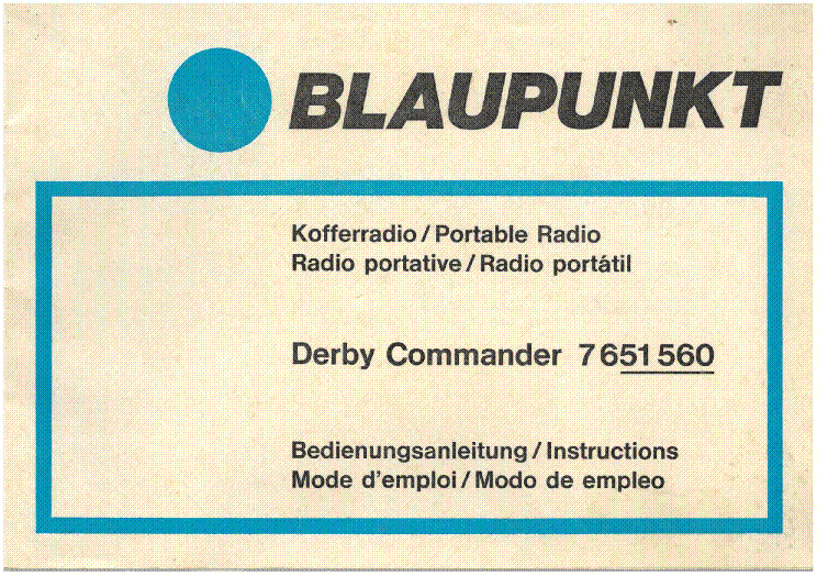 BLAUPUNKT DERBY COMMANDER 7651560 USER MANUAL service manual