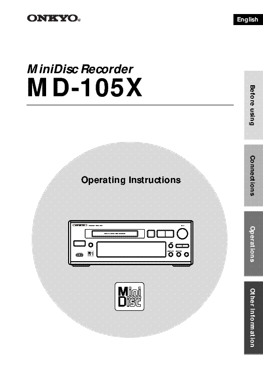 ONKYO MD-105X MINIDISC USER MANUAL Service Manual download