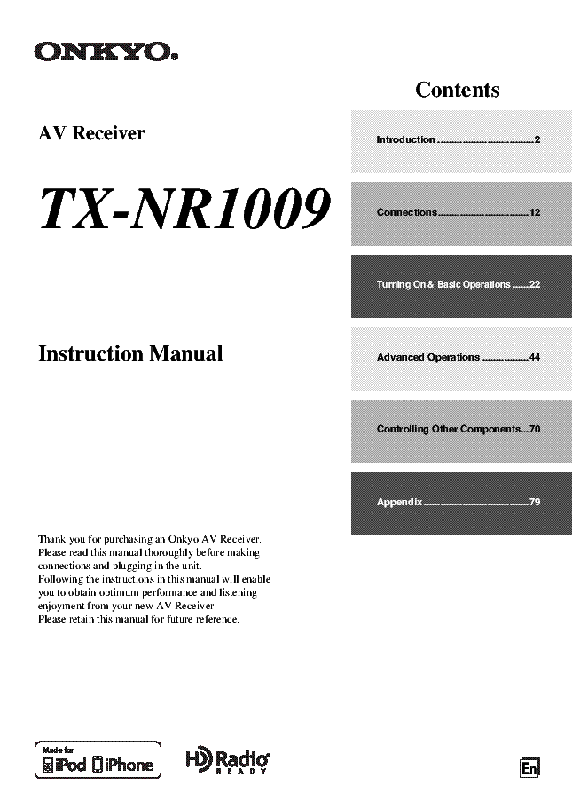 ONKYO TX-NR1009 RECEIVER USER MANUAL Service Manual Download ...