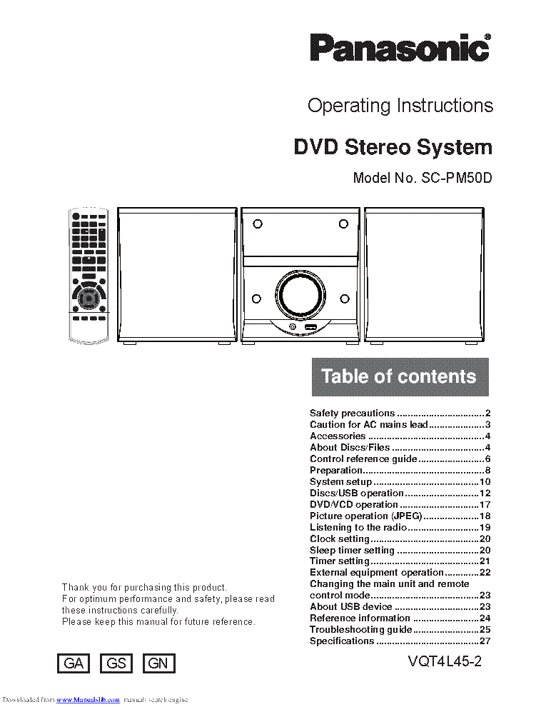 PANASONIC SC-PM50D INSTRUCTIONS MANUAL Service Manual Download ...