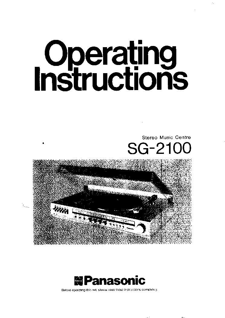 PANASONIC SG2100 USER MANUAL Service Manual download, schematics