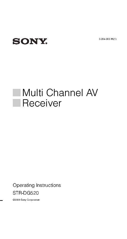 SONY STRDG520 RECEIVER USER MANUAL Service Manual download, schematics