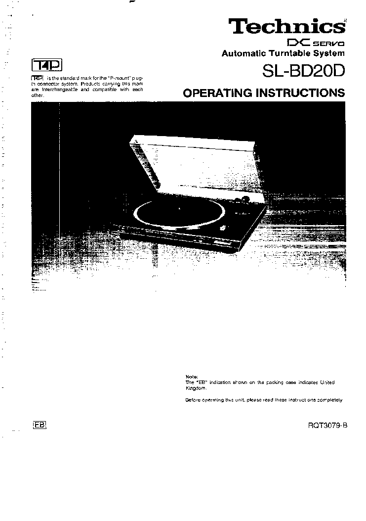 TECHNICS SL-BD20D TURNTABLE USER MANUAL Service Manual Download ...