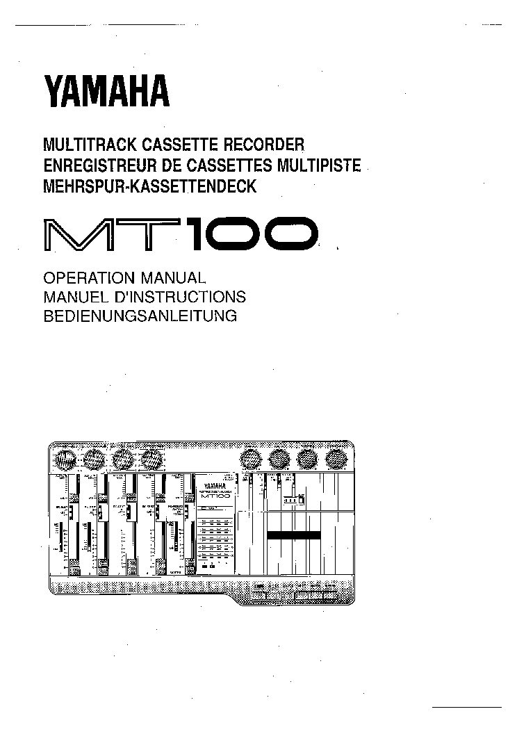 YAMAHA MT100 MIXER USER MANUAL Service Manual download, schematics