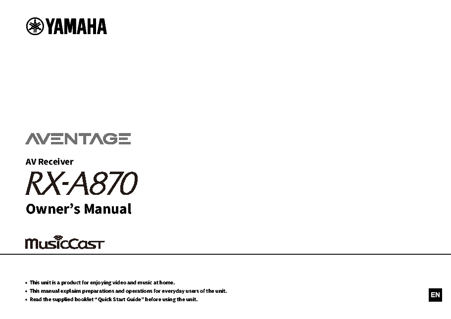 YAMAHA RX-A870 RECEIVER USER MANUAL Service Manual download, schematics