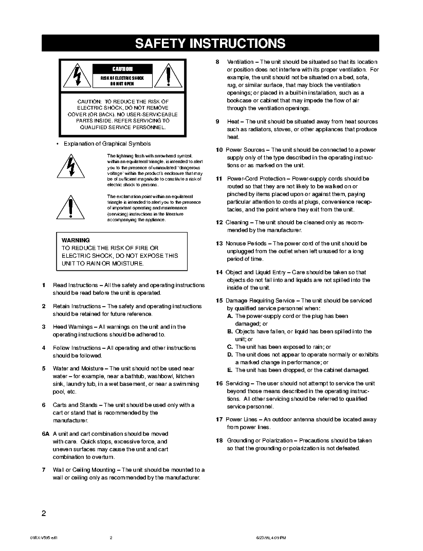 YAMAHA RX-V595 RECEIVER USER MANUAL Service Manual download, schematics ...