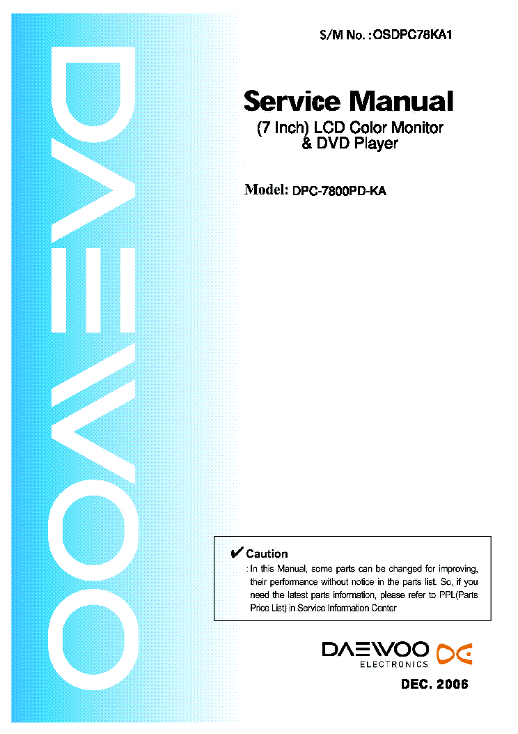 DAEWOO DPC-7800PD-KA SM service manual