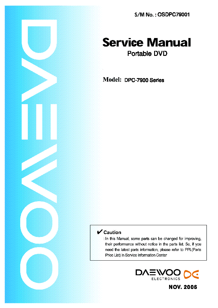 DAEWOO DPC-7900 DVD PORTABLE SM service manual