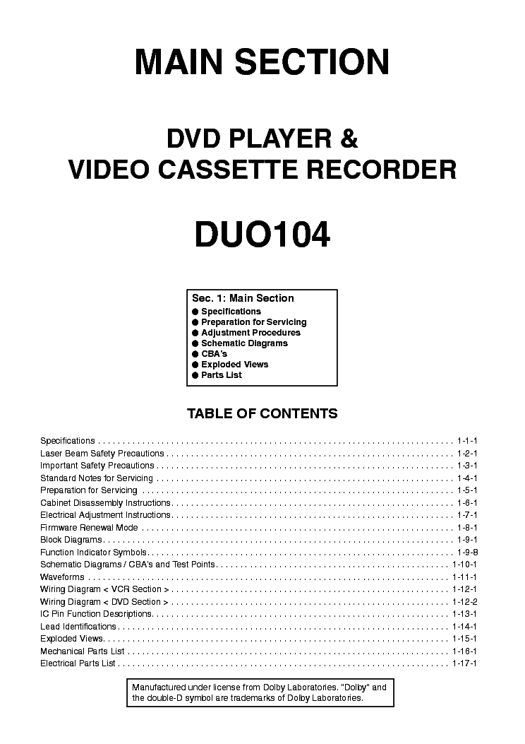 FUNAI DUO104-H97L6FD service manual (2nd page)