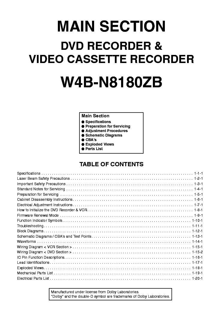 FUNAI W4B-N8180ZB-E9G01BD service manual (2nd page)