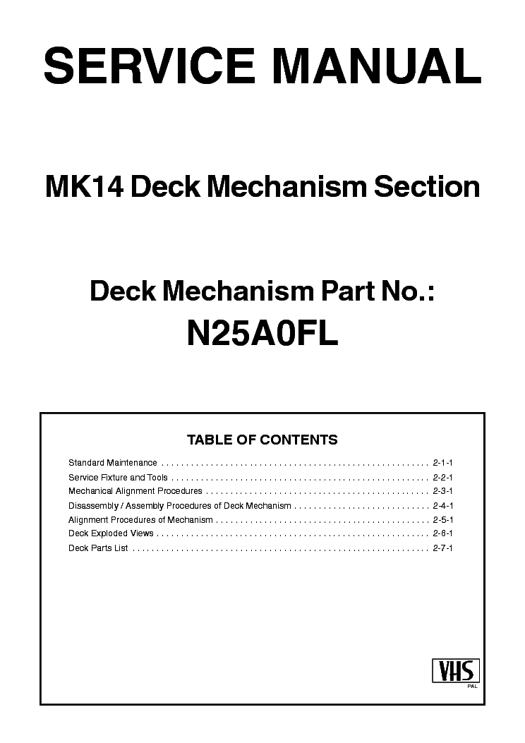 FUNAI MK14-N25A0FL MECHANIKA service manual (1st page)