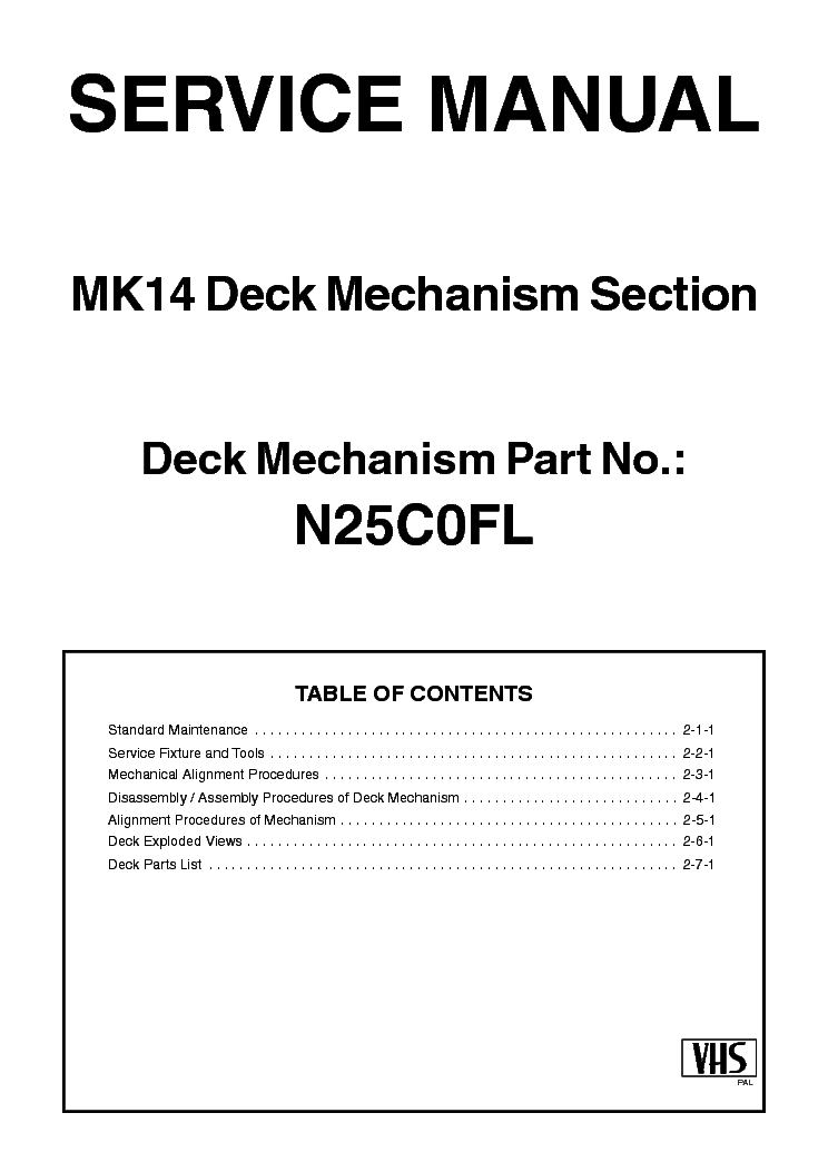 FUNAI MK14-N25C0FL MECHANIKA service manual (1st page)