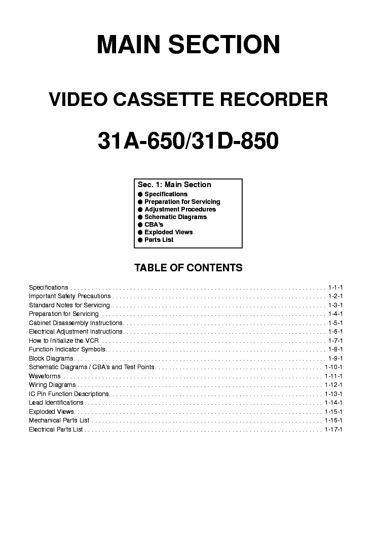 FUNAI VCR 31A-650 31D-850 HM450 454ED service manual (2nd page)