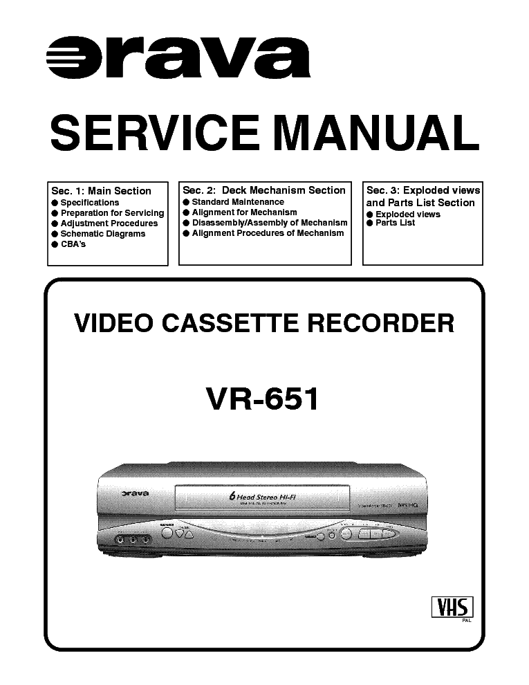 FUNAI ORAVA VR-651-HE421ED service manual (1st page)