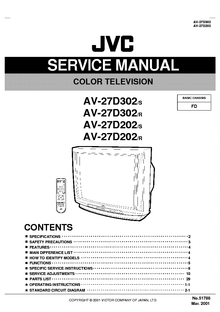 JVC AV-27D302S Service Manual download, schematics, eeprom, repair info ...