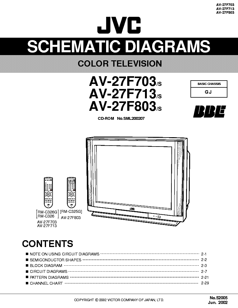 JVC AV-27F703 SCHEMA FLAT TV Service Manual download, schematics