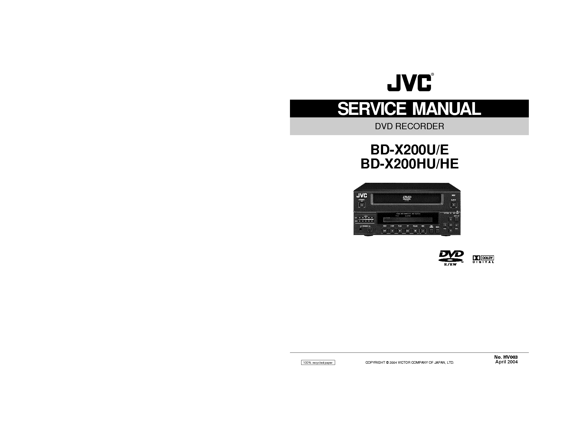 JVC BD-X200U BD-X200HU E HE service manual
