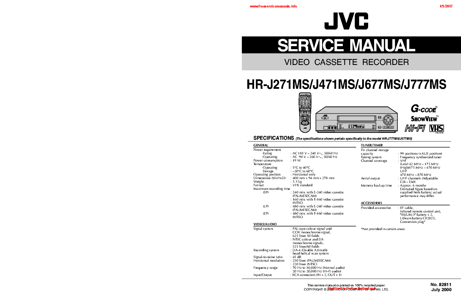 JVC HR-J241MS HR-J441MS HR-J677MS HR-J777MS SM service manual