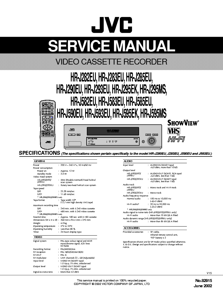 JVC HR-J590 service manual