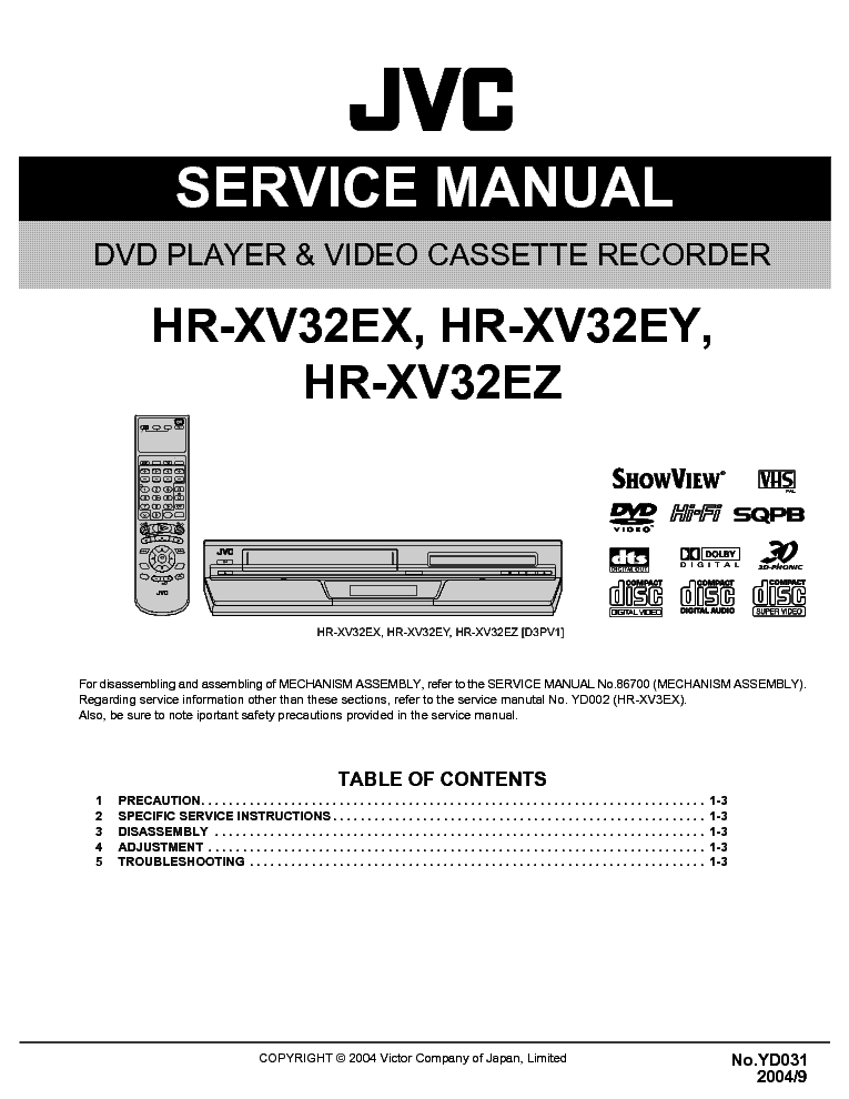 JVC HR-XV32EX HR-XV32EY HR-XV32EZ SM service manual