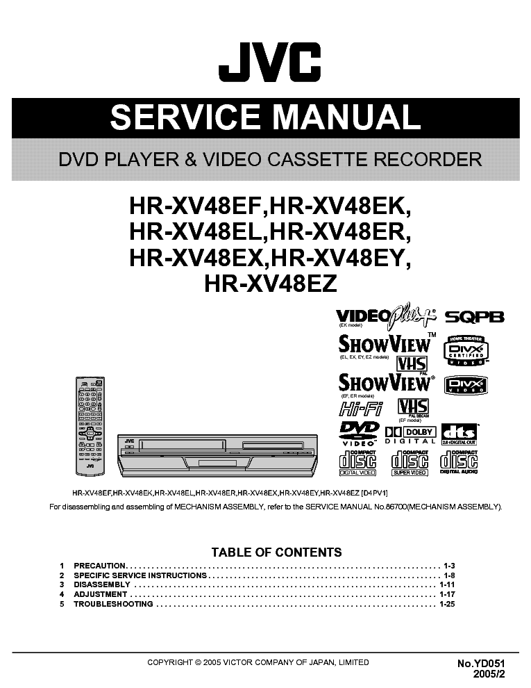 JVC HR-XV48EF XV48EK XV48EL XV48ER XV48EX XV48EY XV48EZ SM service manual