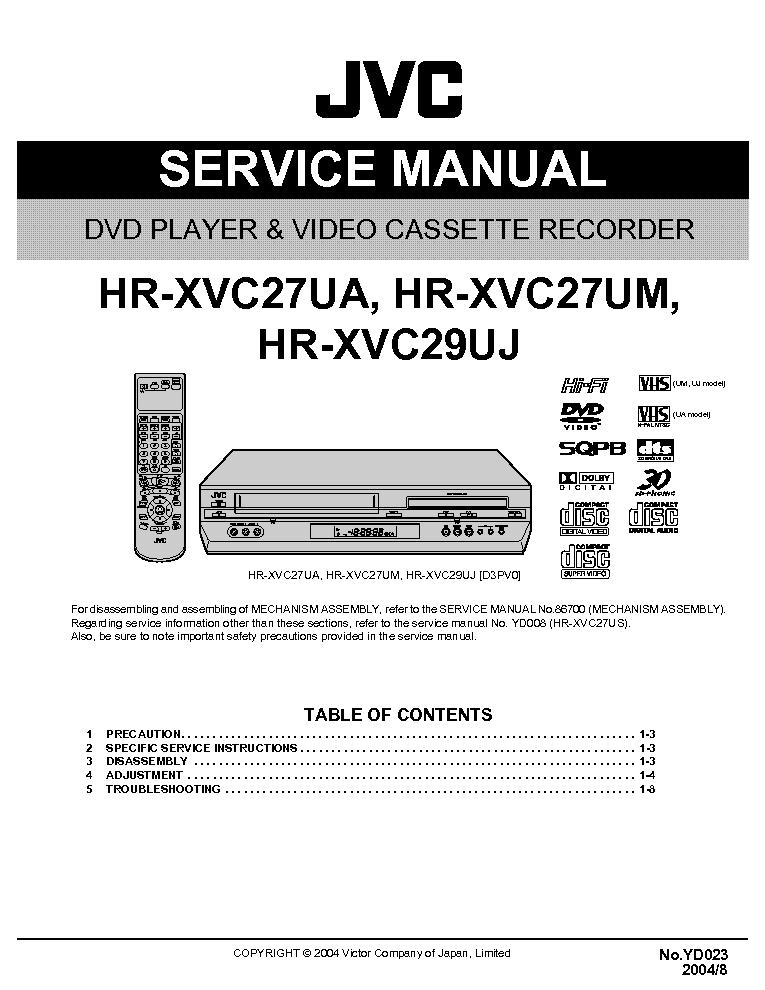 JVC HR-XVC27UA HR-XVC27UM HR-XVC29UJ SM service manual